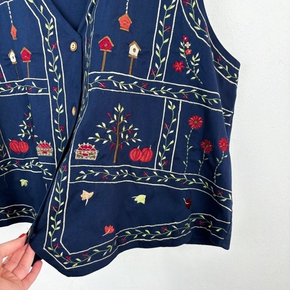 Vintage 90s Bobbie Brooks Fall Pumpkin Embroidered Vest Sz 22W/24W - Picture 5 of 5
